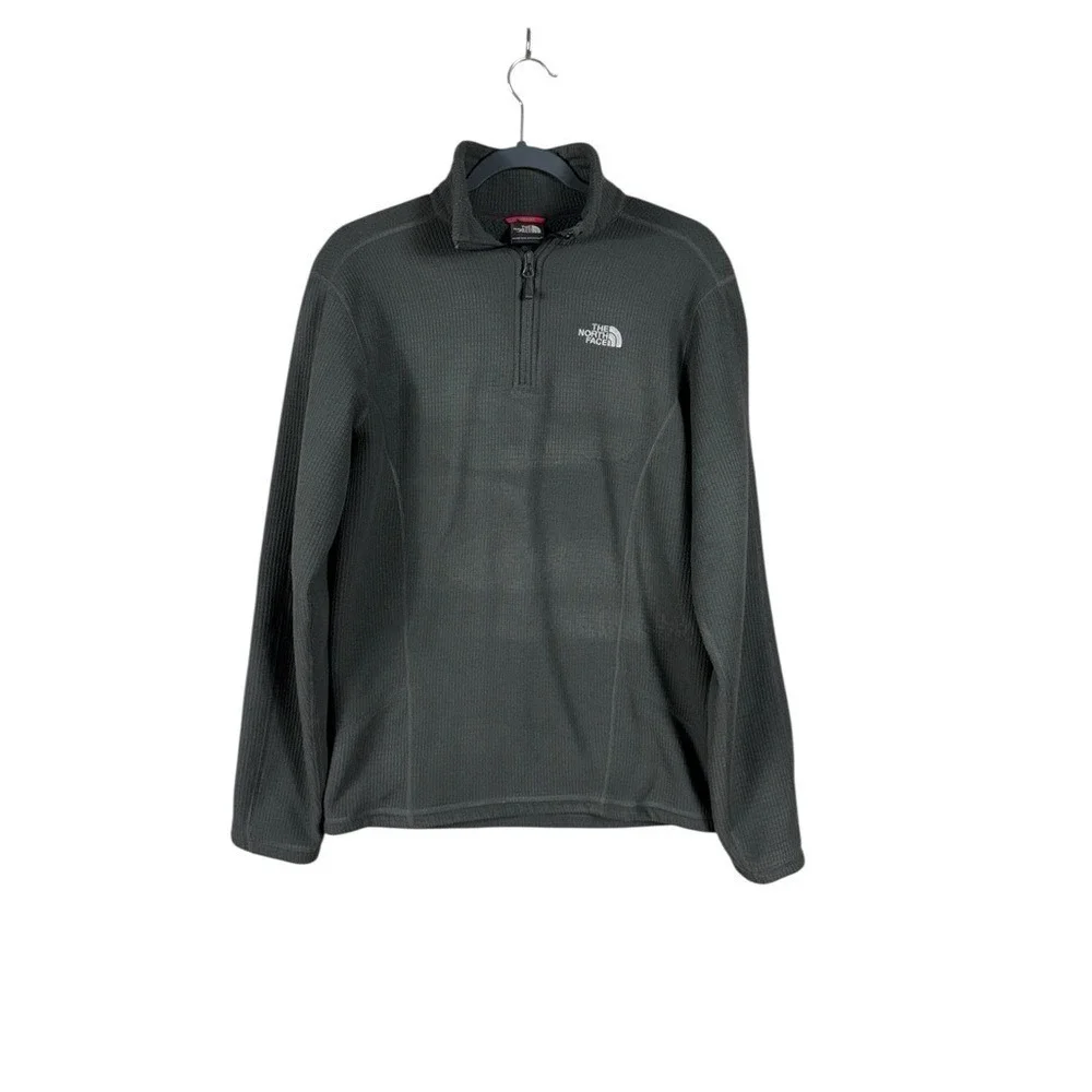 North Face Textured Gridded Fleece 1/4 Zip Pullover Sweatshirt Size Small Hiking